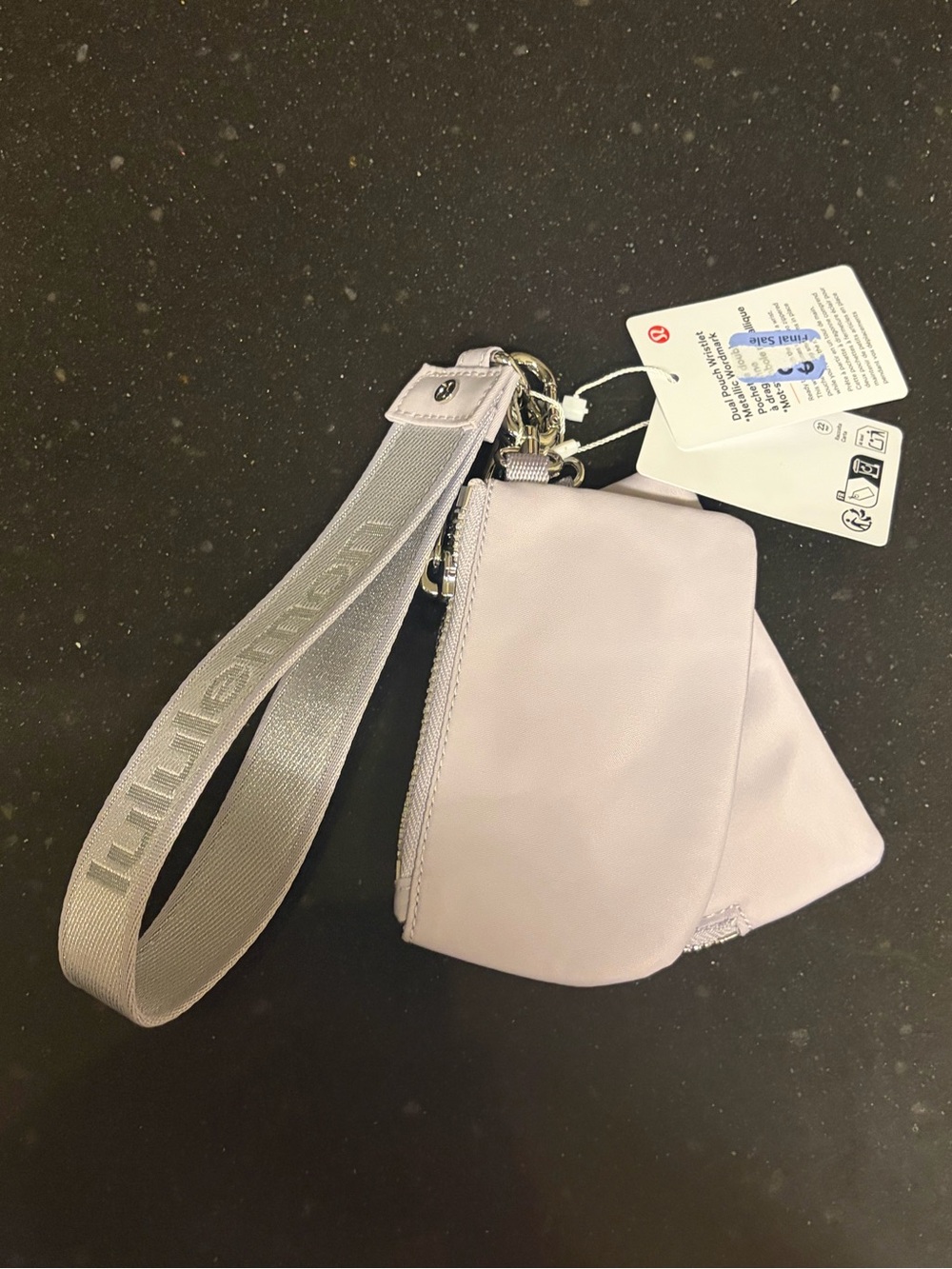 💓2for60 NWT lululemon athletica Faint Lavender Dual Pouch Wristlet Metallic - Picture 5 of 6